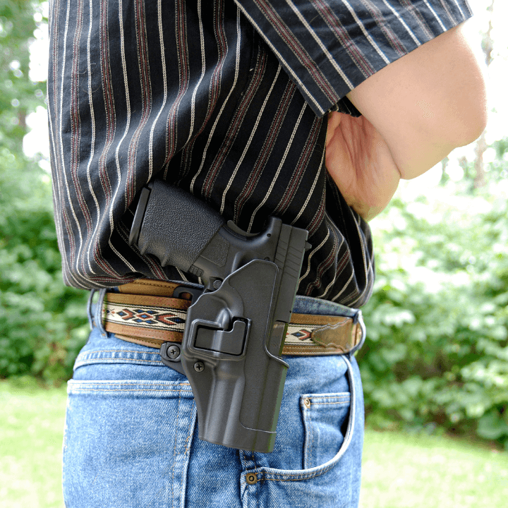 A picture of a belt concealed carry holster.